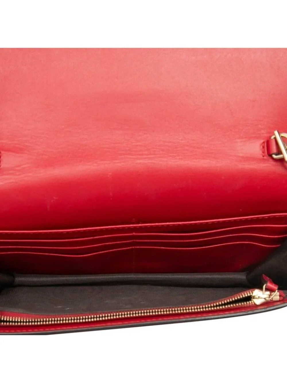 Gucci Ribbon Guccissima Chain Wallet Shoulder Bag Red Leather - Picture 4 of 5